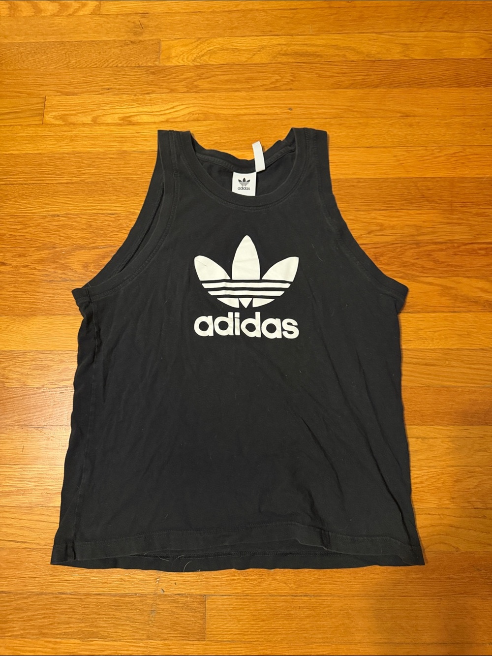adidas Black Tank Top with White Trefoil Logo